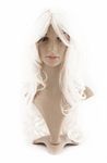 MapofBeauty Cosplay Costume Long Curly Hair Wig Ladies Synthetic Wig (White)