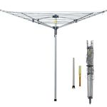 JS HANGER Collapsible 4-arm Rotary Outdoor Umbrella Drying Rack Clothes Dryer Clothesline with 131ft Drying Space