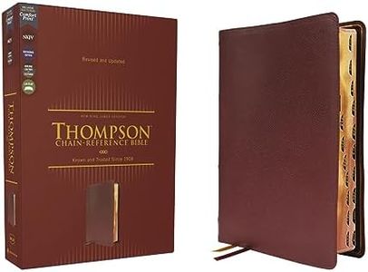 NKJV, Thompson Chain-Reference Bible, Genuine Leather, Calfskin, Burgundy, Red Letter, Thumb Indexed, Comfort Print