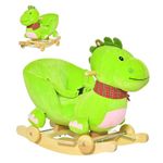 Qaba Baby Rocking Horse Kids Interactive 2-in-1 Plush Ride-On Stroller Rocking Dinosaur with Nursery Song Rocking Horse 18+ Months