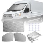 MaxEarn Motorhome Internal Thermal Blind for Transit Van MK8 2014-2023, 3Pcs Sunshade Wrap Cover Kit, Summer Sun Blind & Winter Windscreen Insulation Cover, Windshield Protection for Ford Campervan