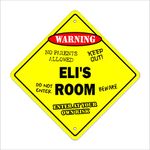 Eli's Room Sign Crossing Zone Xing | Indoor/Outdoor | 12" Tall Kids Bedroom Decor Door Children's Name boy Girl