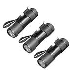 395nm Black Light UV Flashlight 9 LED Mini YCeru 3 Pcs Powerful UV Light, Pet Urine Detector Light for Dog/Cat Urine Detection, Resin Curing, Scorpion,AAA Batteries Included