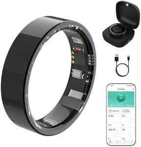 Smart Ring Health & Fitness Tracker for Men & Women, Heart Rate, Stress, SPO2, Sleep & Activity Monitoring, IP68 Waterproof, Compatible with iOS and Android, Black, Size 10