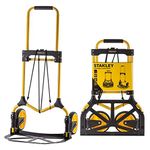 Stanley SXWT- FT582 SP, Folding Hand Truck with 90 kg Capacity, Polypropylene Portable Dolly Push Cart with Telescopic Handle and Foldable Wheels, Yellow and Black, (45 x 98 x 50 cm)