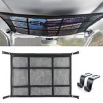 SKTYANTS Car Ceiling Cargo Net Pocket, Droop Less Adjustable Double Mesh Car Roof Bag Storage Bag, for SUV MPV Truck Long Trip Travel Camping