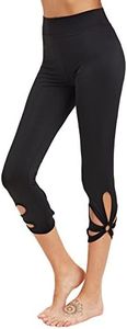 SweatyRocks Women's Mesh Panel Capri Leggings Workout Yoga Running Crop Pants (X-Large, Black#8)