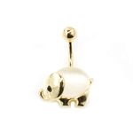 BodyJewelryOnline Belly Button Ring with Elephant Design and a Big Opaline Stone 14G