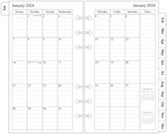2024 Monthly Planner Refill, 3-3/4" x 6-3/4", 12 Months from January 2024 to December 2024, Personal Size/Size 3