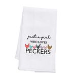 Chicken Lover Gift Funny Chicken Kitchen Towel Just A Girl Who Loves Peckers Rustic Dish Towel (Girl Pecker Towel CA), 16*24