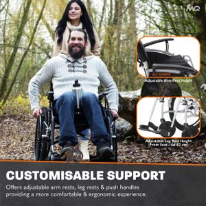 MobiQuip All Terrain Adult Wheelchair – Lightweight Aluminium, 18" Seat, Easy-Fold, Silver