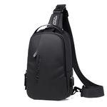 Sling Bags Chest Bag Shoulder Bag Crossbody Bags with USB Charging Port，Mens Outdoor Waterproof Casual Bags Lightweight Sling Bag for Hiking Cycling Traveling(C-black)