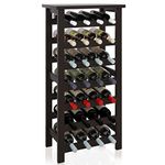 SMIBUY Bamboo Wine Rack, 28 Bottles Display Holder with Table Top, 7-Tier Free Standing Storage Shelves for Kitchen, Pantry, Cellar, Bar (Black)