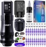 Mast Mini Tattoo Kit, Cordless/Cord Complete Tattoo Gun Machine Kit, 2 Batteries with Rca Part, 3.6mm Stroke Length, Beginner Friendly