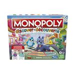 Monopoly Discover Board Game for Kids Ages 4+, Fun Game for Families, 2-Sided Gameboard, 2 Levels of Play, Playful Teaching Tools for Families (English & French)