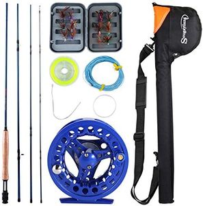 Sougayilang Saltwater Freshwater Fly Fishing Rod with Reel Combo Kit-Blue