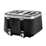 Russell Hobbs 4 Slice Toaster, Brontë, Stylish Matte Design with Stainless Steel Accents, Extra Wide Slots, 6 Browning Levels, Lift & Look Function, Removable Crumb Tray, 1960W, Stone/Black (Black)