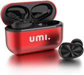 UmI. earbuds-W5s True-Wireless-Earbuds-Bluetooth 5.2 In-Ear Headphones IPX7 - USB-C charging Sport Wireless Headphones for iPhone, Samsung, Huawei with Metal Charging Case((Red)