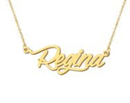 Regina Pendant Name Necklace 18k Gold Plated Stainless Steel Script Nameplate Necklace Jewelry for Best Friends