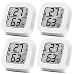 4PCS Digital Mini Hygrometer Thermometer Indoor, LCD Monitor Humidity Gauge with Temperature Meters for Home Office Kitchen Cellar, Fridge, Closet,(Celsius degree)