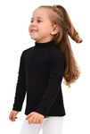 Lilax Girls' Basic Long Sleeve Mock Turtleneck Cotton T-Shirt 7 Black