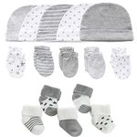 MAMIMAKA Baby Boys Caps Mittens and Thick Warm Socks Cotton Newborn Essentials Accessories (Hats+Gloves+Terry Socks),0-6 Months