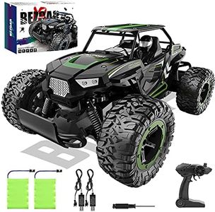 BEZGAR TB142 RC Cars-1:14 Scale Remote Control Car, 2WD High Speed 20 Km/h All Terrains Electric Toy Off Road RC Vehicle Truck Crawler with Two Rechargeable Batteries for Boys Kids and Adults-Green