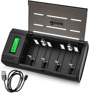 BONAI Caricabatterie Universale Pile Ricaricabili per AA/AAA/SC/C/D/9V Ni-MH Ni-Cd Batterie Caricatore Display LCD con Funzione di Scarica Connessioni Micro USB o Type-C