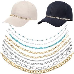 Sitroasho 9 PCS Trucker Hat Chains Trucker Hat Charms DIY Mesh Baseball Cap Truckers Accessories Assorted Styles for Women Man Metal Detachable
