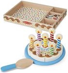 Melissa & Doug Birthday Party Cake, Wooden Play Food, Mix-n-Match Toppings and 7 Candles, Sturdy Construction, 34 Pieces