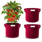 ORGANIC BAZAR 12x12 Geo Grow Bags, Pack of 3, UV Protected Geo Fabric 450 GSM, Round Maroon Plant Bags for Home Garden