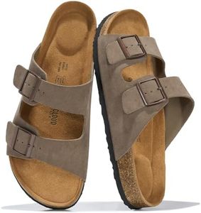 Project Cloud 100% Genuine Leather Mens Sandals - Memory Foam Insole & Cork Footbed Slides for Men Footwear - Non-Slip Summer Sandals for Men & Lightweight Mens Slides (Heritage, CHARLEA,7.5)
