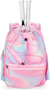 Choco Mocha Kids Tennis Bag for Girls, 16 Inch Youth & Junior Tennis Backpack with Shoe Compartment, Holds 2 Rackets (21–23 Inch), Pink