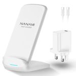 NANAMI Wireless Charger for iPhone and Samsung, Qi Cordless Charger with Plug for iPhone 15 14 13 12 11 SE2 XS Max XS XR X 8, 10W Fast Induction Charging Stand for Galaxy S24/S23/S22/S21/S20/S10/S9/S8