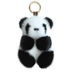 GuoQiao Soft Furry Panda Doll Keychain Plush Keyring Women Handbag Car Key Holder Bag Wallet Ornaments Pendant Toy for Girl Gift