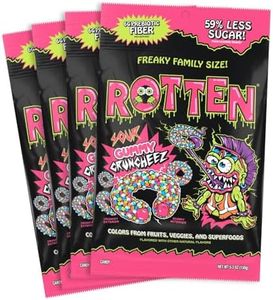 Rotten Sour Gummy Cruncheez - Low Sugar, Low Calorie, 5g Gut-Friendly Prebiotic Fiber, Gluten Free Candy, No Artificial Dyes - 5.3 oz Share Pack [4 Pack]