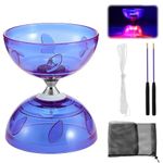 YANGUN Triple Bearing Diabolo Set, Diablo Toy, Juggling Set with Wooden Sticks, Circus Toys for kids, Focus Development Coordination Activity Training for Kids Ages 8+ Above & Adults, PURPLE