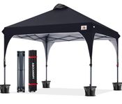 ABCCANOPY 2.5x2.5M Pop Up Gazebo Commercial Gazebo With Upgrade Roller Bag, 4 Weight Bags, Stakes and Ropes(Black)