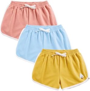 Big Girls' Active Dolphin Shorts 3 Packs for Kids Bike Running Summer Beach Sports (A1-pink-blue-yellow, 8-10)