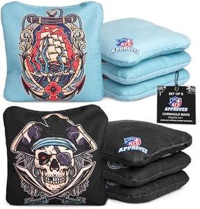 Play Platoon ACO Tournament Series Cornhole Bags Set of 8 - Pro Style Dual Sided Slick and Sticky Side Bean Bags for Corn Hole Toss Game - Competition Weight, Designed in USA - Sea Blue & Black