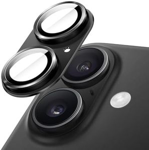 JETech Camera Lens Protector for iPhone 16 6.1-Inch and iPhone 16 Plus 6.7-Inch, Full Coverage 9H Tempered Glass Ring Cover, Matte Metal Plate, Case Friendly, 1-Pack (Black)