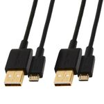 Amazon Basics 2-Pack USB-A to Micro USB Charging Cable, 480Mbps Transfer Speed with Gold-Plated Plugs, USB 2.0, 1.82 m, Black