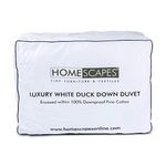 HOMESCAPES King Size 10.5 Tog Duvet, Luxury White Duck Down Duvet, 100% Cotton Anti Dust Mite & Down Proof Fabric, Anti Allergen, Washable at Home Spring Autumn Quilt