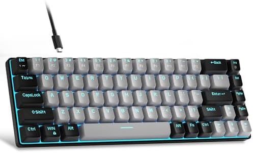 MageGee Portable 60% Mechanical Gaming Keyboard, MK-Box LED Backlit Compact 68 Keys Mini Wired Office Keyboard with Blue Switch for Windows Laptop PC Mac - Grey/Black