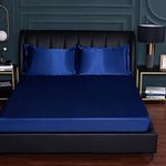 Family Bedding 200x220,Satin Fitted Sheet, Ultra Soft Silk Satin Fitted Bottom Sheet, Wrinkle Free, Non-Fading, Breathable