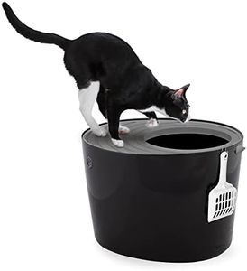 Iris Ohyama Cat Litter Box with Scoop, Up to 7kg, Black/Gray, Top Entry, Cat Litter Tray, Enclosed, For Kitten, High Sided, Hooded, Large, Jumbo, BPA Free, Deep, Easy to Clean, PUNT-530