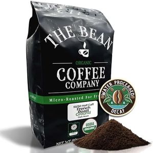 The Bean Organic Coffee Company 50/50 (Half Caff) French Roast, 50% Decaf, Dark Roast, Ground Coffee, 5-Pound Bag, Café Molido Tostado Orgánico descafeinado