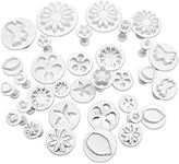 Aoliandatong 33 Pcs Baking Mold Tools Fondant Plunger Cutters, Cake Cookie Cutter for DIY Cookies Cake Decorating Tools, Heart Flower Leaf Butterfly Star Daisy Shape DIY Decorating Mold