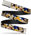 Buckle-Down unisex-adult's Web Belt 1.25", Road Runner/Wile E. Coyote Expressions Stacked Black, Wide-Fits up to 42" Pant Size