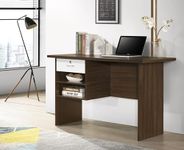 DeckUp Plank Giona Engineered Wood Study Table and Office Desk (Walnut and White, Matte Finish)